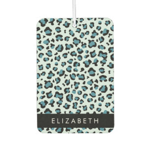 Leopard Print, Spots, Blue Leopard, Your Name Car Air Freshener
