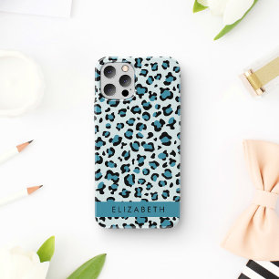 Leopard Print, Spots, Blue Leopard, Your Name iPhone 16 Case