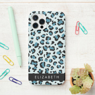 Leopard Print, Spots, Blue Leopard, Your Name iPhone 12 Pro Case