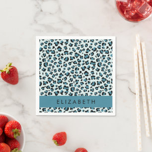 Leopard Print, Spots, Blue Leopard, Your Name Napkin