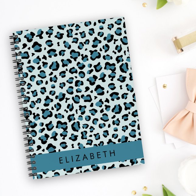 Leopard Print, Spots, Blue Leopard, Your Name Notebook (Creator Uploaded)
