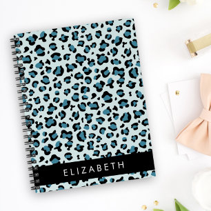 Leopard Print, Spots, Blue Leopard, Your Name Notebook