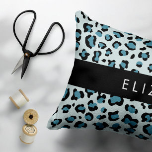 Leopard Print, Spots, Blue Leopard, Your Name Pillowcase