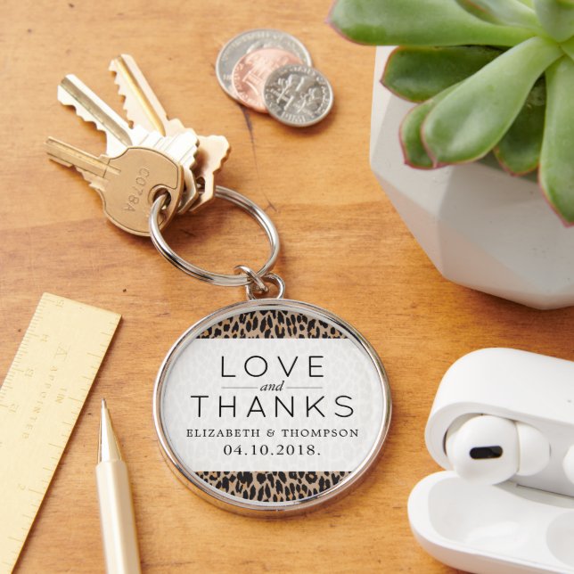 Leopard Print, Spots, Brown Leopard, Wedding Key Ring (Desk)