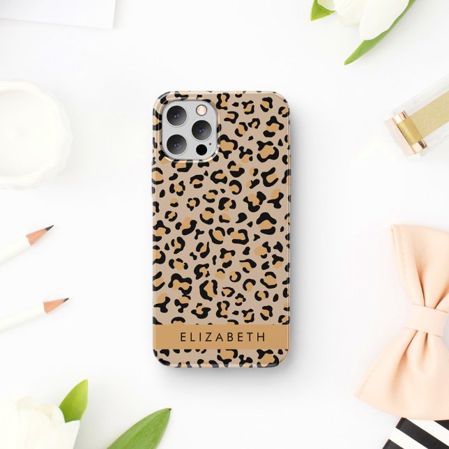 Leopard Print, Spots, Brown Leopard, Your Name Case-Mate iPhone Case (Creator Uploaded)
