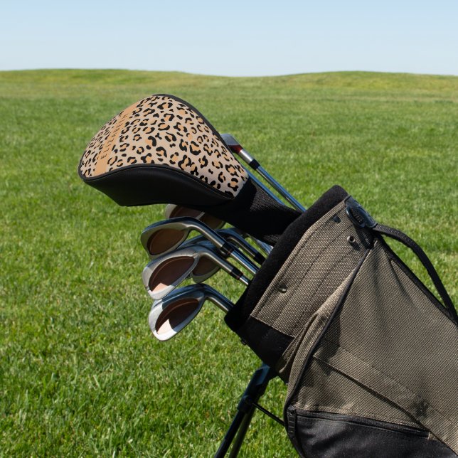 Leopard Print, Spots, Brown Leopard, Your Name Golf Head Cover (In Situ)