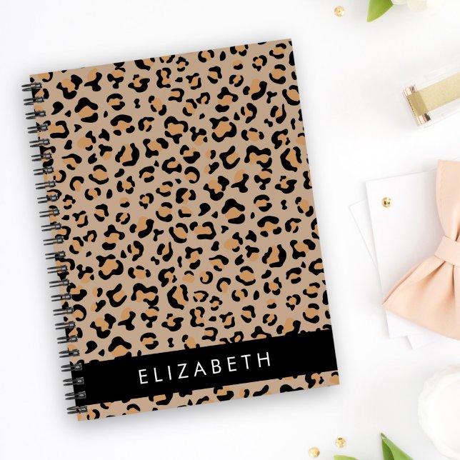 Leopard Print, Spots, Brown Leopard, Your Name Notebook (Creator Uploaded)