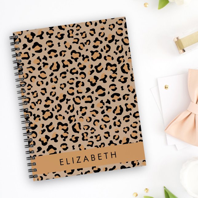 Leopard Print, Spots, Brown Leopard, Your Name Notebook (Creator Uploaded)