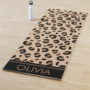 Leopard Print, Spots, Brown Leopard, Your Name Yoga Mat