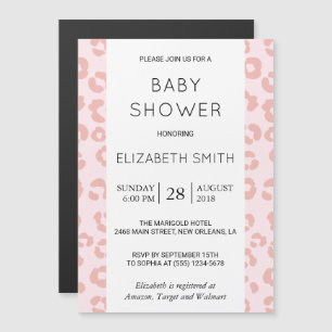 Leopard Print, Spots, Pink Leopard, Baby Shower Magnetic Invitation