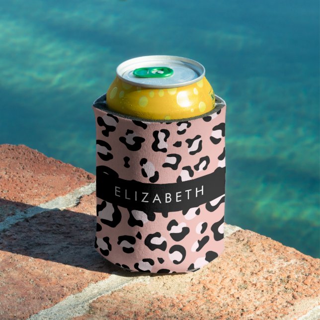 Leopard Print, Spots, Pink Leopard, Your Name Can Cooler (In Situ Pool)