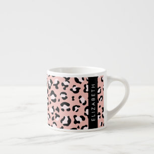 Leopard Print, Spots, Pink Leopard, Your Name Espresso Cup