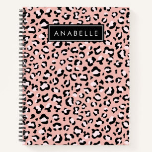 Leopard Print, Spots, Pink Leopard, Your Name Notebook