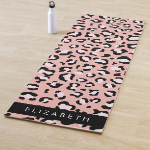 Leopard Print, Spots, Pink Leopard, Your Name Yoga Mat