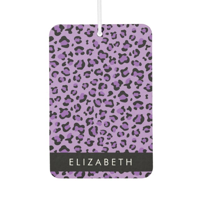 Leopard Print, Spots, Purple Leopard, Your Name Car Air Freshener (Front)