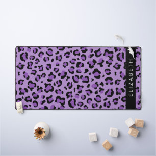 Leopard Print, Spots, Purple Leopard, Your Name Desk Mat