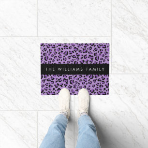 Leopard Print, Spots, Purple Leopard, Your Name Doormat