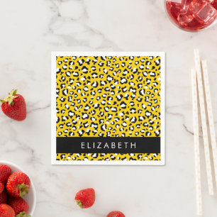 Leopard Print, Spots, Yellow Leopard, Your Name Napkin