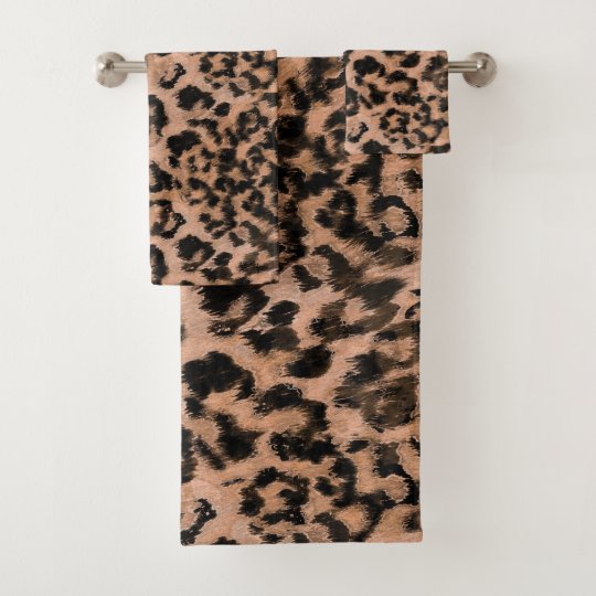 Leopard print spotted animalprint bath towel set Zazzle.co.uk