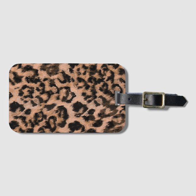Leopard - print spotted animal-print luggage tag (Front Horizontal)