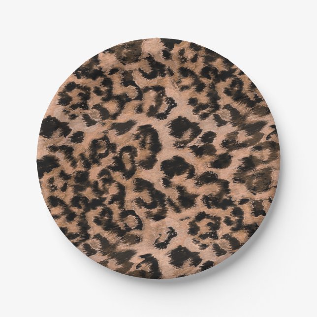 Leopard - print spotted animal-print paper plate (Front)