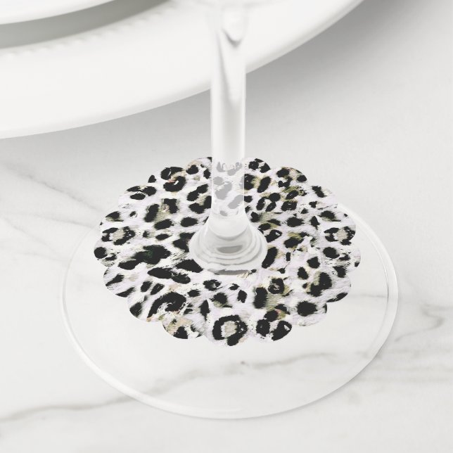 Leopard - print spotted animal-print wine glass tag (Close Up)