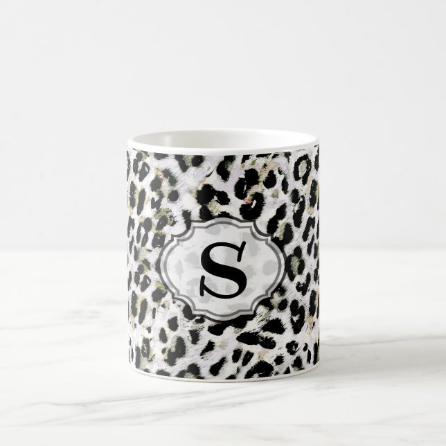 Leopard - print spotted Monogram, personalised, Coffee Mug (Center)