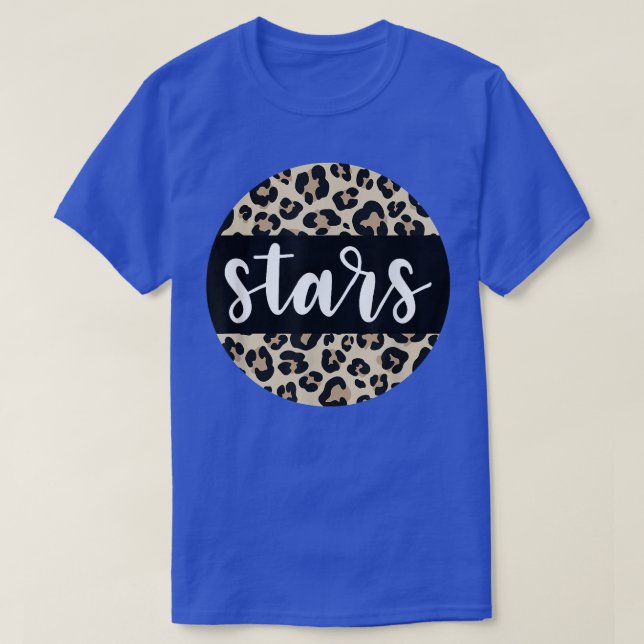 Leopard Print Stars Team Mascot School Spirit Game T-Shirt (Design Front)