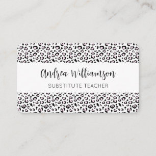 Leopard Print Substitute Teacher Business Card