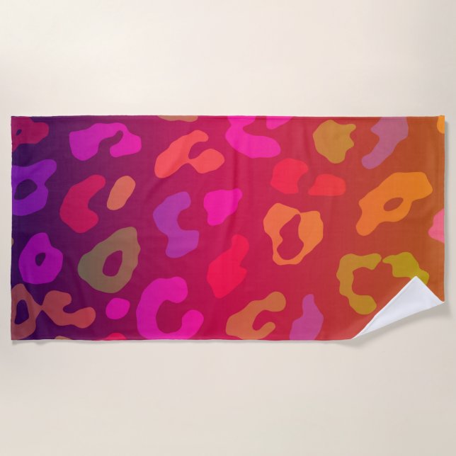 Leopard Print Summer Ombre Beach Towel (Front)