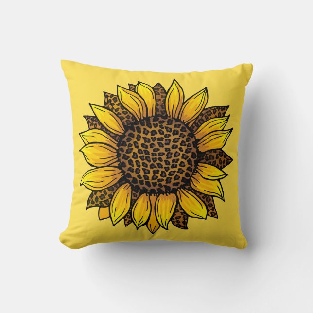 Leopard Print Sunflower Cushion (Front)