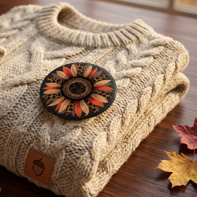 Leopard Print Sunflower Fall Vibes Boho Flair 7.5 Cm Round Badge (Creator Uploaded)