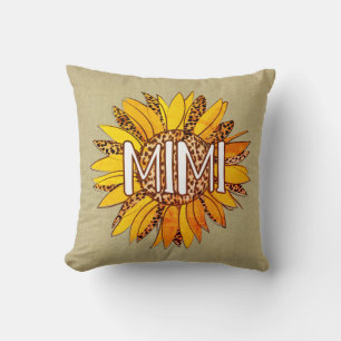 Leopard Print Sunflower MIMI Throw Pillow