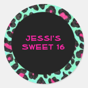 Leopard Print Sweet 16 Stickers