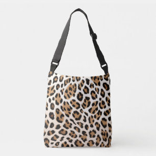 Leopard Print Tan White Crossbody Bag