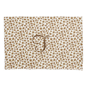 Leopard Print - Taupe Tan and White Pillowcase