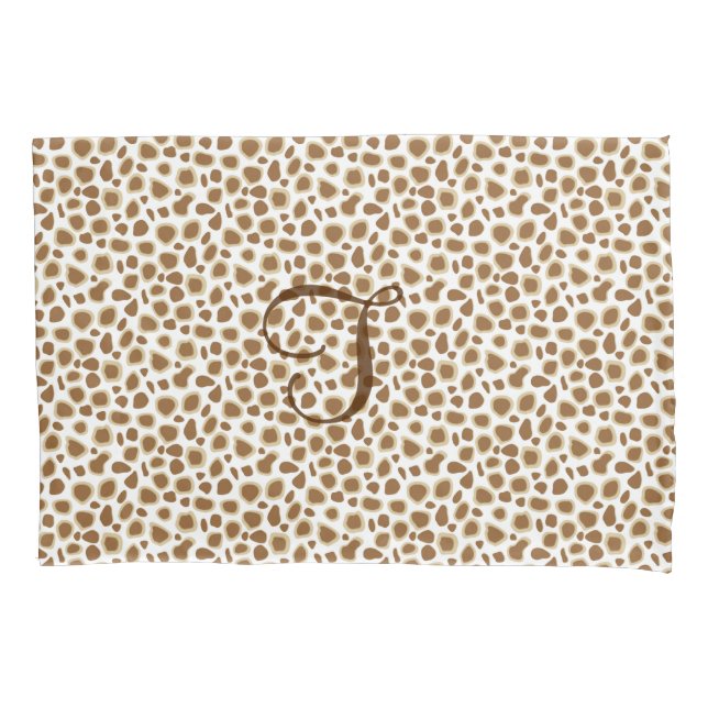 Leopard Print - Taupe Tan and White Pillowcase (Front)