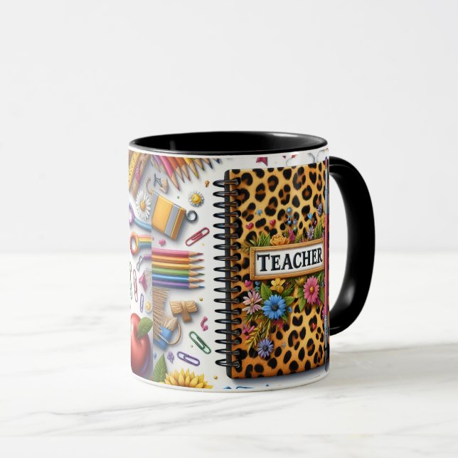 Leopard Print Teacher  Mug (Front Right)