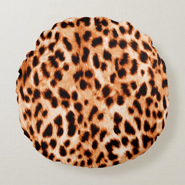 Leopard print texture round cushion (Front)