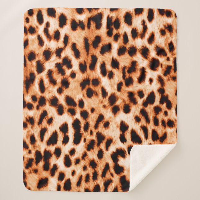 Leopard print texture sherpa blanket (Front)