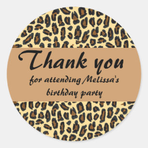 Leopard Print Thank You Classic Round Sticker