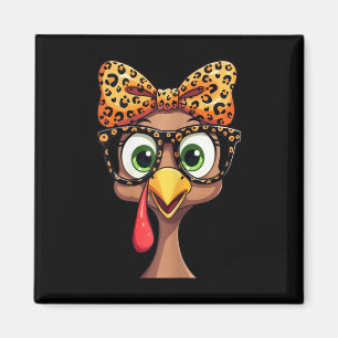 Leopard Print Thanksgiving Turkey Face Gles  Magnet