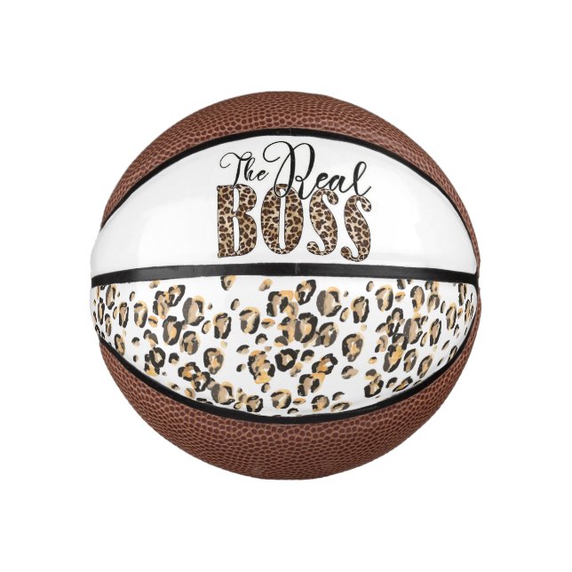Leopard Print The Real Boss Mini Basketball (Front)
