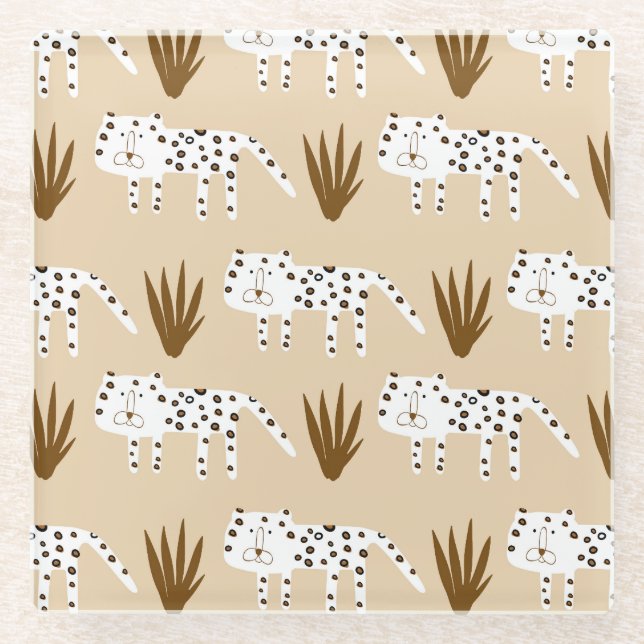 Leopard Print: Timeless Pattern. Glass Coaster (Front)