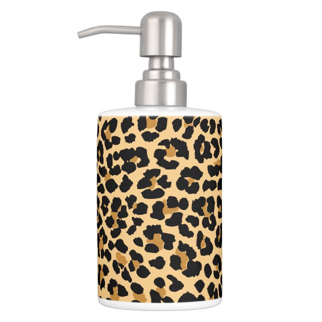Leopard Print Toothbrush Holder Soap Dispenser (Left)