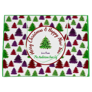 Leopard Print Trees Merry Christmas & New Year Large Gift Bag
