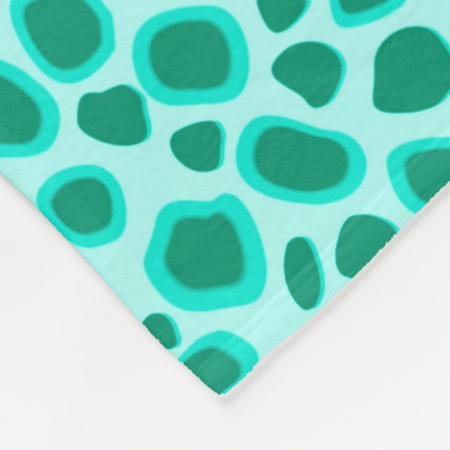 Leopard Print - Turquoise and Aqua Fleece Blanket (Corner)