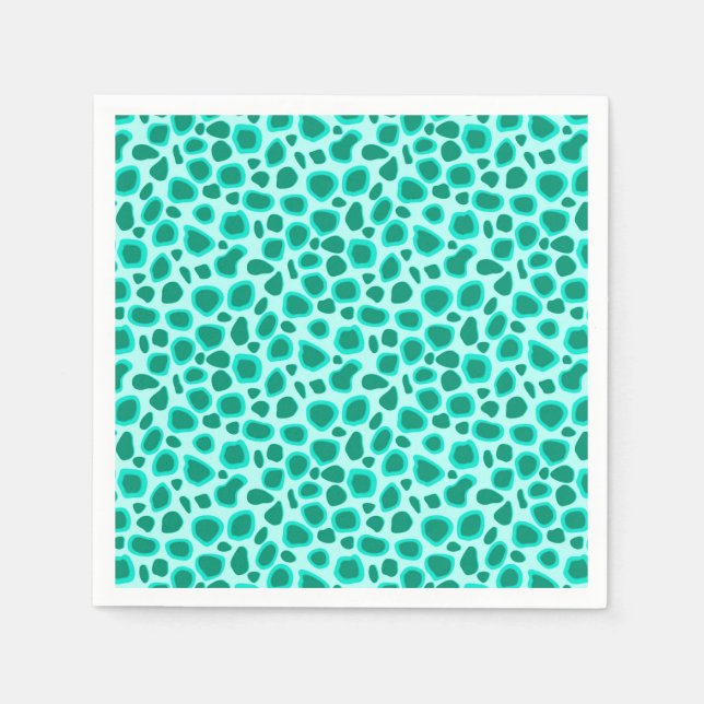 Leopard Print - Turquoise and Aqua Napkin (Front)