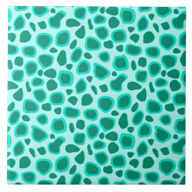 Leopard Print - Turquoise and Aqua Tile (Front)