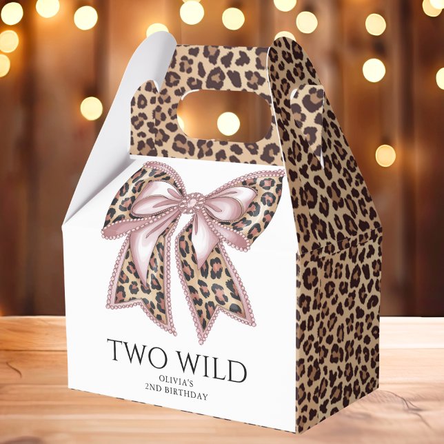 Leopard Print Two Wild Bow 2nd Birthday Favour Box (Creator Uploaded)